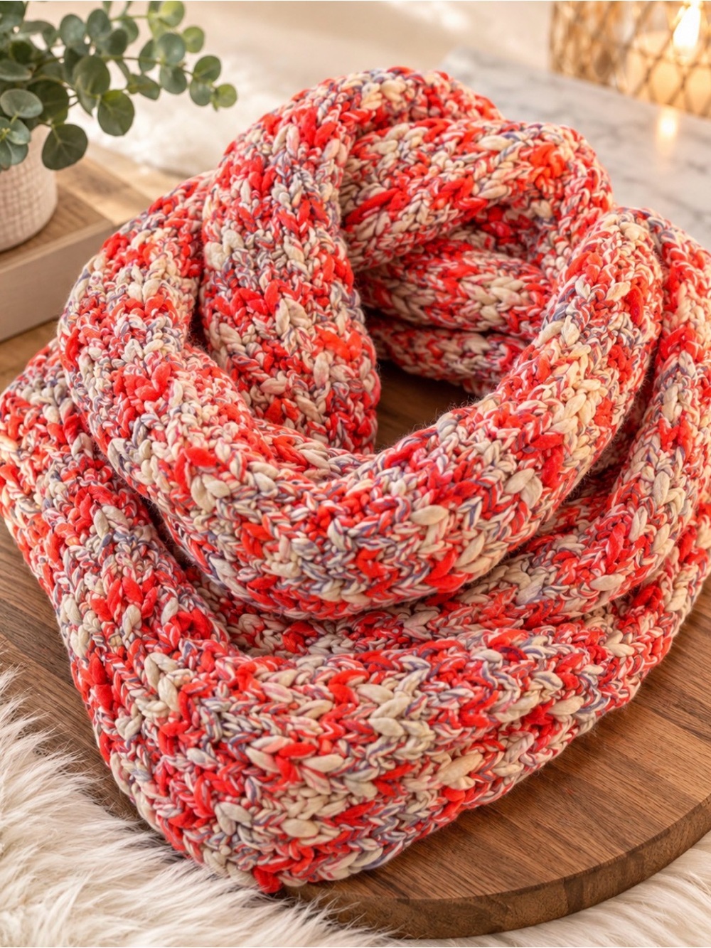 AMERICAN EAGLE- Infinity scarf oranges/beige soft